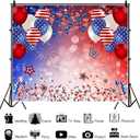 10x8ft 4th of July Patriotic Backdrop for Photography American Flag Stars Balloon Independence Day Background Veterans Day Banner Patriotic Party Decorations Photo Booth Props