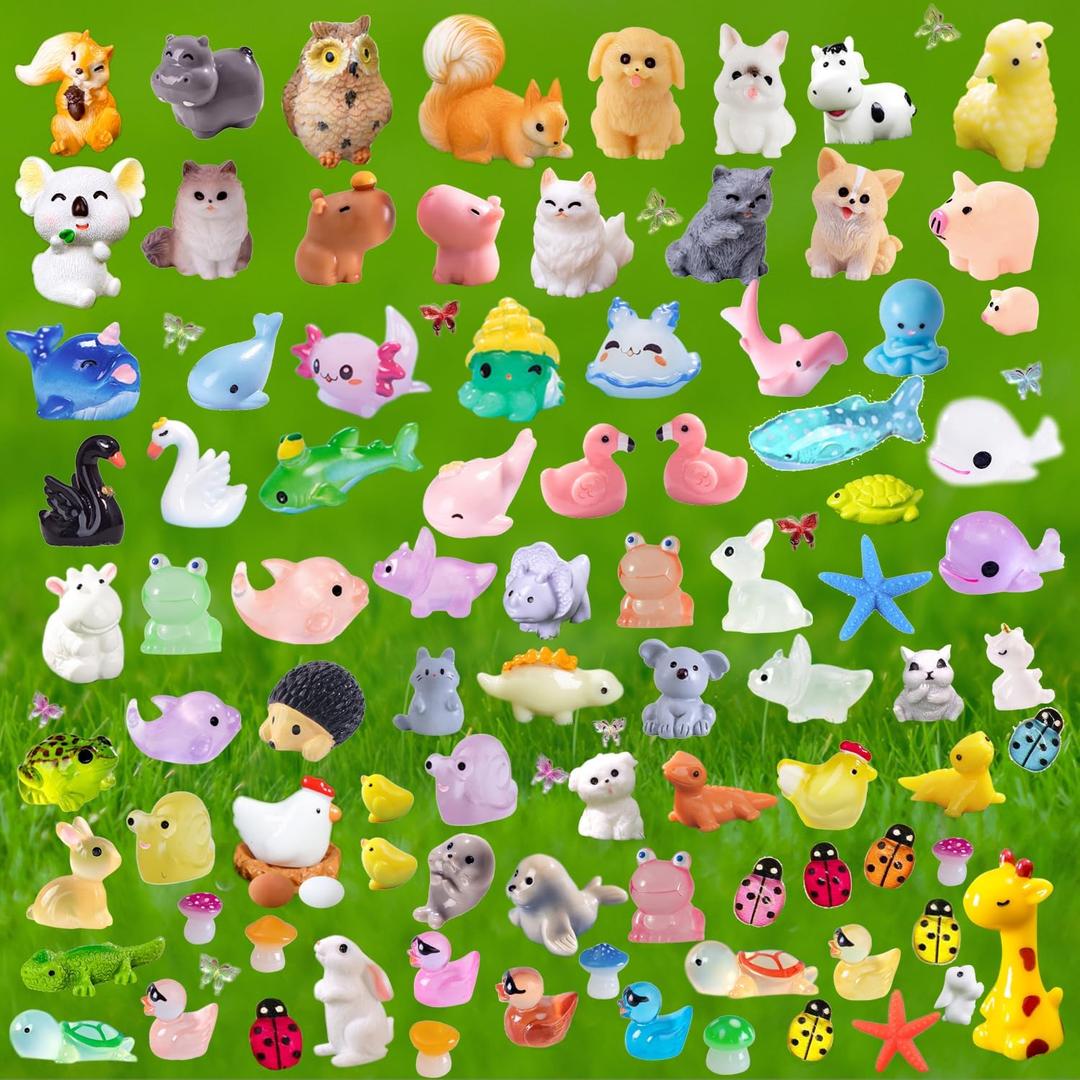 150 Pcs Mini Resin Animals Miniature Animal Figurines Small Tiny Animal Figures Bulk for Fairy Garden Dcor Micro Landscape Ornaments Dollhouse Craft Accessories