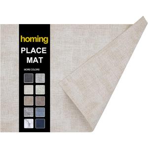 homing Faux Leather Heat Resistant Placemats 6 Packs, Waterproof Wipeable Dining PU Place Mats for Indoor & Outdoor, Easy to Clean, Beige (11.8" x 17", Rectangular 6PCs)