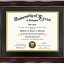 GraduationMall 8.5x11 Diploma Frame with Black over Gold Mat or Display 11x14 Document without Mat, UV Protection Acrylic, Mahogany with Gold Beads