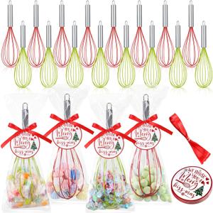 16 Sets 12 Inch Whisks Bulk DIY Fillable Whisk Gifts Colored Silicone Whisks for Cooking Heat Resistant Egg Beaters for Candy Holder Party Favors