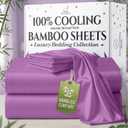 SLEEP SANCTUARY 100% Viscose Derived from Bamboo Sheets Twin Size 4pcs – BamBliss Luxury Cooling Sheets for Hot Sleepers - Cloud Soft, 17" Deep Pocket, Ultra Durable Bed Set (Purple)