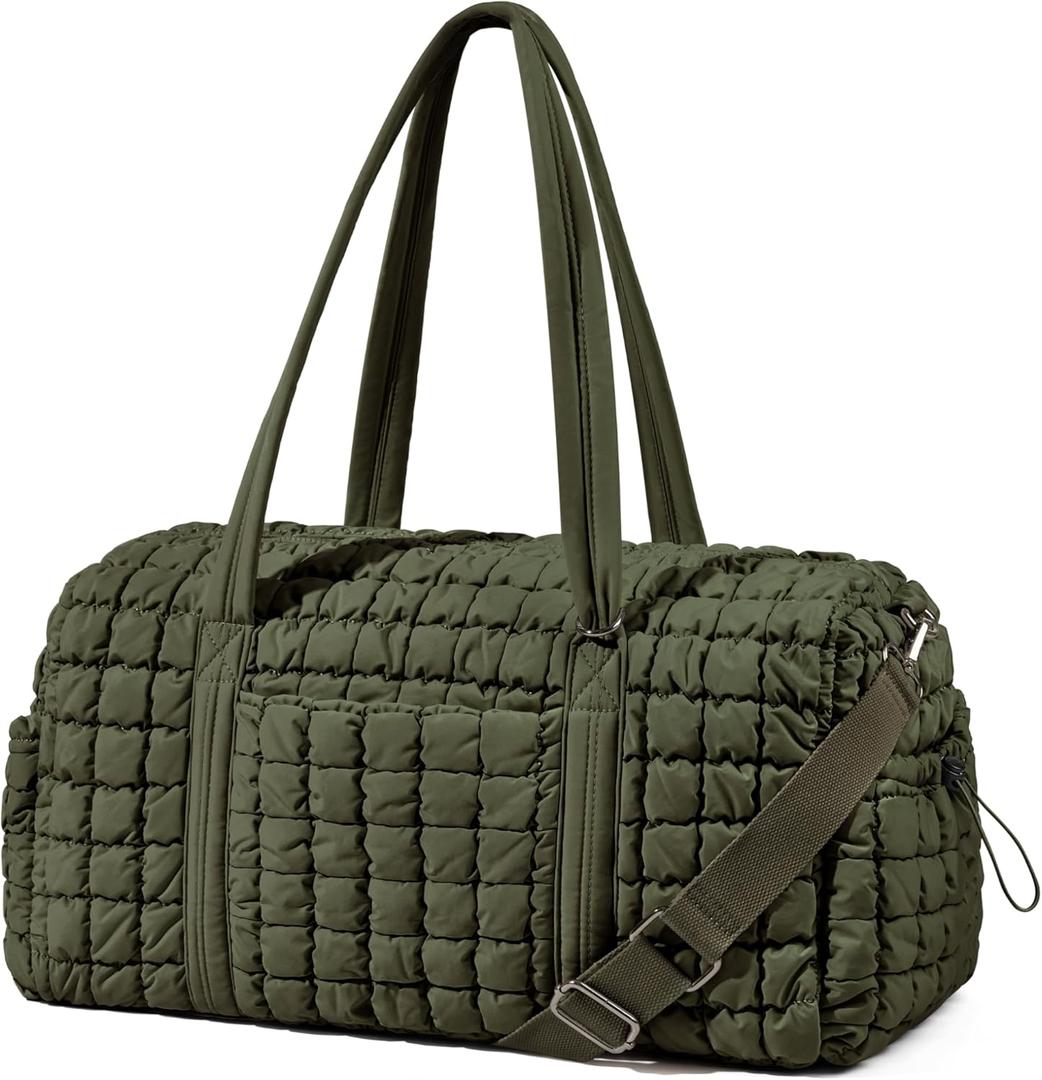 Quilted Travel Duffle Bag for Women Medium Weekender Bag Puffer Overnight Bag Large Soft Puffy Duffel Bag Carry-On Gym Bag Lightweight Personal Item Travel Bag for Trips Business Sport Airplane