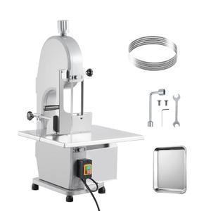 1500W Commercial Electric Meat and Bone Bandsaw, Stainless Steel Worktable 19.3" x 15", 0.167.9 Inch Cutting Thickness, Frozen Meat Cutter with 5 Saw Blades for Pork, Beef, Chicken, Fish