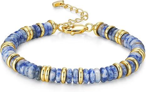 SNGIA Colorful Gold Rainbow Bracelets for Women, Stack Bangle Beaded Stone Jewelry Accessories Set for Woman, Trendy Fashion Jewelry Gifts
