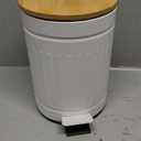 AVLA 2 Liter Step Trash Can, Metal Rubbish Wastebasket with Wooden Lid, Round Foot Pedal Garbage Container Bin with Liner Bucket, Small Bathroom Office Waste Bin Trashcans for Bedroom, Kitchen