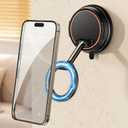Magnetic Suction Cup Shower Phone Holder, Mirror Phone Mount For Bathroom Stick On Wall Makeup Mirror Compatible With Mag Safe, Bathroom Phone Stand Fit For iPhone 16 15 14 13 12 & Cell Phones