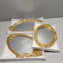 3 Styles Vintage Gold Mirror Set Decorative Oval Wall Mirror Small Antique Aesthetic Hanging Mirror Retro Wall Mirror for Bedroom Living Room Dresser Decor