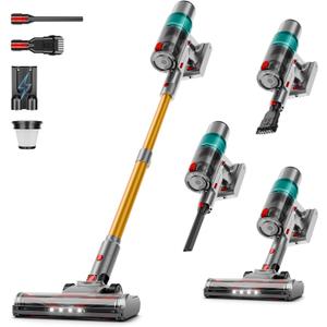 Cordless Vacuum Cleaner - 40KPA Powerful Suction Cordless Stick Vacuum Cleaners for Home, Anti-Tangle Brush, Lightweight, 6-in-1 Rechargeable Vacuum for Pet Hair/Carpet/Hard Floor-Green