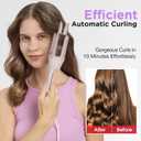 Automatic Curling Iron, 1.25 Inch Hair Curler with 4 Temp. Options, 10S Fast Heating, 2-Way Rotation, 30 Min Auto Shut-Off, Anti-Scald-Tangle for Long Hair, Dual Voltage for Travel (Khaki)