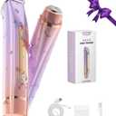 Bikini Trimmer for Women, 2 in 1 Dual Head Rechargeable Electric Shaver, Painless Pubic Hair Trimmer for Underarm Leg Arm Body Face IPX7 Waterproof & Travel-Friendly, GoldPurple
