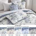 SOElinens Oversized King Bedspread 120x120 - Botanical Floral Farmhouse Reversible California King Quilt Set, 3-Piece Lightweight Thin Comforter Coverlet Set, 100% Cotton, Cal King, Blue/Off White