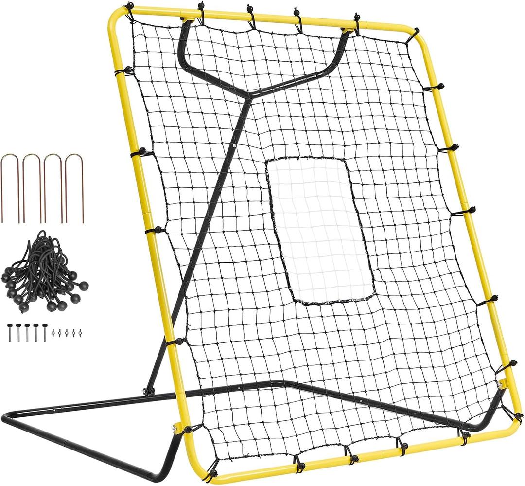 VEVOR Baseball and Softball Rebounder Net, PitchBack Baseball Pitching Nest, 3-Way Baseball, Softball Pitchback Net, Fielding Trainer, Bounce Back Net for Fielding/Throwing Practice