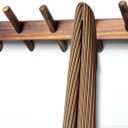 Rustic Wooden Wall Mounted Coat Rack, 5 Hooks, Solid Wood Construction (Carbonization, 5 Hooks)