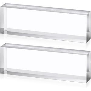 Yousoontic 2 Pcs Clear Acrylic Blocks for Display Blank Name Plate Block Cube Display Stand for Wedding Props Photography Scrapbooking Crafts (2.5 x 8 x 1.125 Inch)