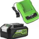 6500mAh 29842 29852 Replacement for Greenworks 24V Battery and Charger for Greenworks 24V Cordless Tools