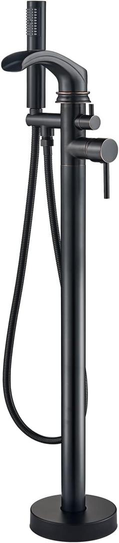 Senlesen Freestanding Bathtub Shower Mixer Taps Floor Mounted Single Handle Clawfoot Tub Filler Shower Faucets with Hand Sprayer Oil Rubbed Bronze
