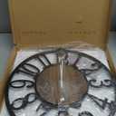 Maxstar Round Wall Clock for Living Room Decor Battery Operated Non Ticking Silent Vintage Black Metal Wood Clocks for Home Living Room Garden Farmhouse Office Kitchen Decoration -20 inch (Black-arabic Numerals)