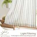 HOMEIDEAS Striped Linen Kitchen Curtains 24 inches, Boho Farmhouse Light Filtering Natural Tier Curtains Sets, Small Window Treatments for Bathroom Cafe RV 2 Panels, Black
