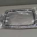 6 Pcs Silver Serving Tray Elegant Floral Metal Plate Silver Platter for Buffet Wedding Party Jewelry Decorative (Oblong with Handle)