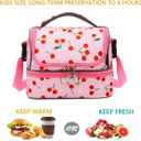 FlowFly Kids Double Decker Cooler Insulated Lunch Bag Large Tote for Boys, Girls, Men, Women, With Adjustable Strap, Cherry