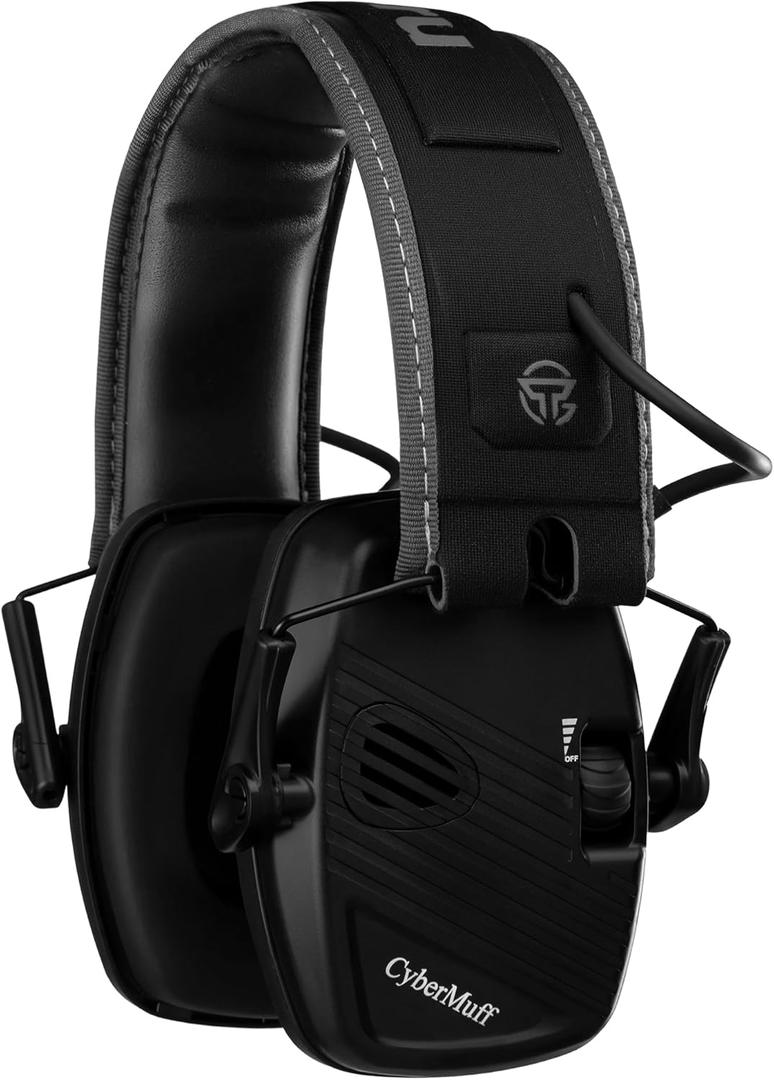CyberMuff E  Electronic Shooting Ear Protection Earmuffs, NRR 24 dB, Gun Range Hearing Protection for Shooters (Black)