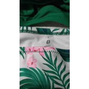 Blooming Jelly Womens High Waisted Bikini Sets Drawstring Tummy Control Swimsuits Crisscross Tie Back Bathing Suit (Large, Green Floral)