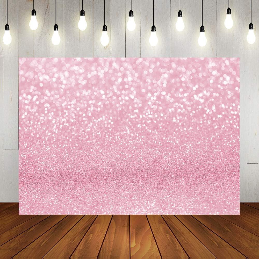 LofarisPink Bokeh Photography Backdrop with Simulated Shinny Spots, Sparkle-Like Abstract Halos Background for Newborn Baby Shower Birthday Party Decorations, Portrait Photo Booth Props 7x5ft