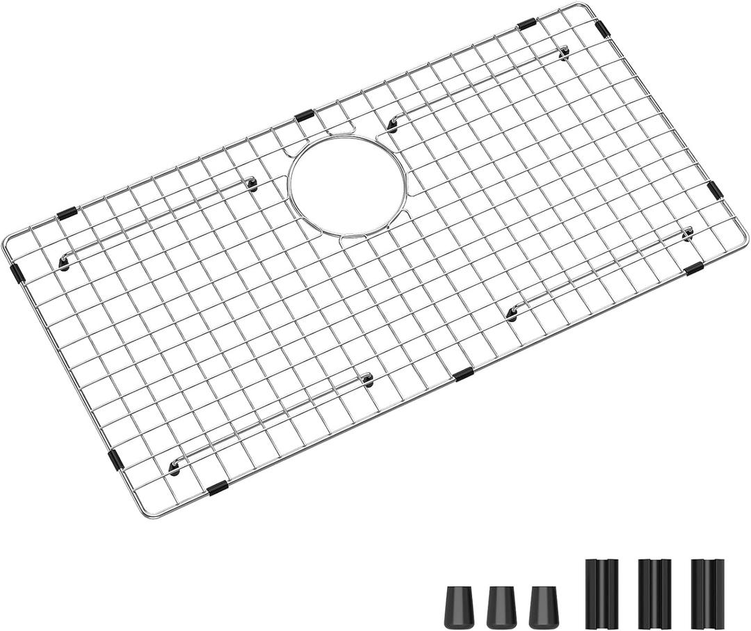 Sink Bottom Grid 28-3/8" x 14-3/16", Rear Drain with Corner Radius 3/8", Sink Protector for kitchen sink