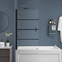 31.5"X55" Bathtub Glass Shower Door Panel Frameless Black