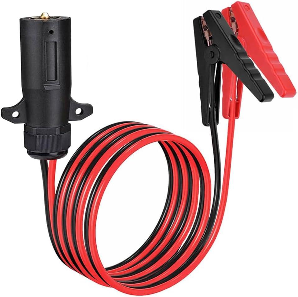 7 Way Power Access to Alligator Clips Cable, 10AWG 7 Pin Trailer Plug to Crocodile Clip Connector, 2-Pin 12V Power Source for RV Truck Trailer Quick Connect, 6.5FT