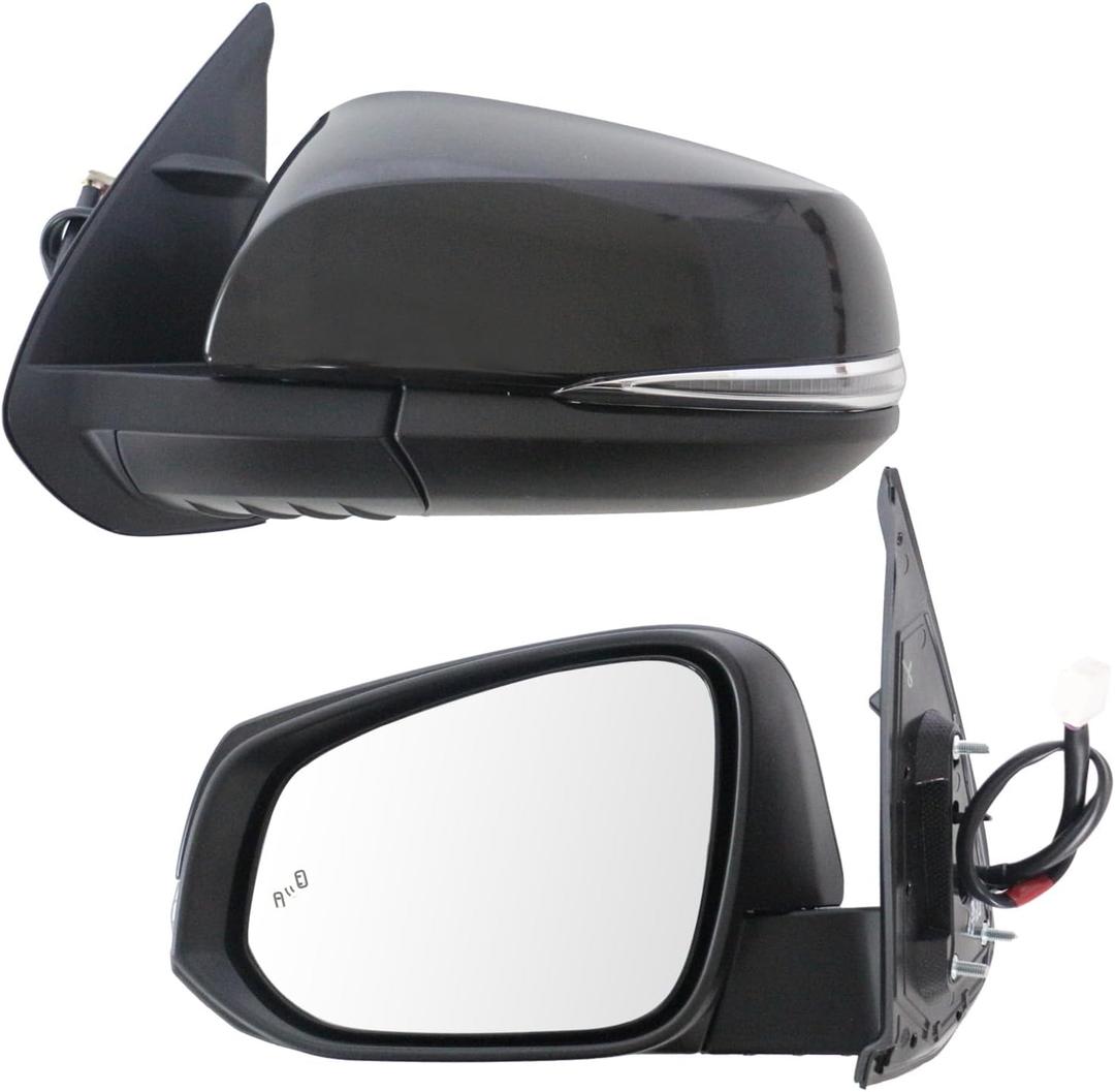 Left Driver Side Mirror fit for Toyota Tacoma 2016-2022 2023 Rear View Door Mirror Black POWER|SIGNAL|HEAT|With Blind Spot Monitor(Partslink TO1320350)(8Pins)