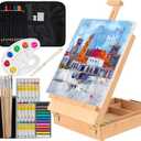 Kuyal Art Kit, 45 Piece Wooden Paint Set Crafts Drawing Painting Kit with Box Easel and 18 Acrylic Oil Paint Colors, 12 Color Pencil Etc. for Teens Adults Artist, Art Supplies