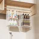 Hanging Closet Organizer, 4 Tier Metal Closet Organizers and Storage with 4 Hanging Hooks 4 S-Hooks for Wardrobe Laundry Room, Wire Storage Shelf for Clothes Sweaters Pants (White)