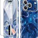GVIEWIN for iPhone 17 Pro Case Compatible with MagSafe, with Screen Protector [Full Camera Protection] Military-Grade Shockproof Slim Magnetic Marble Phone Case for 17 Pro 6.3", Star Abyss/Blue
