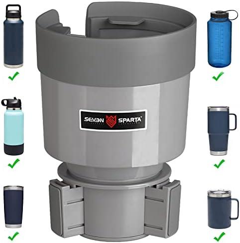 Seven Sparta Car Cup Holder Expander Organizer with Adjustable Base, Compatible with Hydro Flasks 32/40 Ounce, Compatible with Yeti Ramblers 20/26/30 Ounce, Other Bottles in 3.4"-3.8" (Gray)