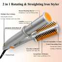Hair Straightener and Curler 2 in 1 for Hair Styling, Auto-Off Function, with 3 Adjustable Levels, Rotating Roller Curling Wand