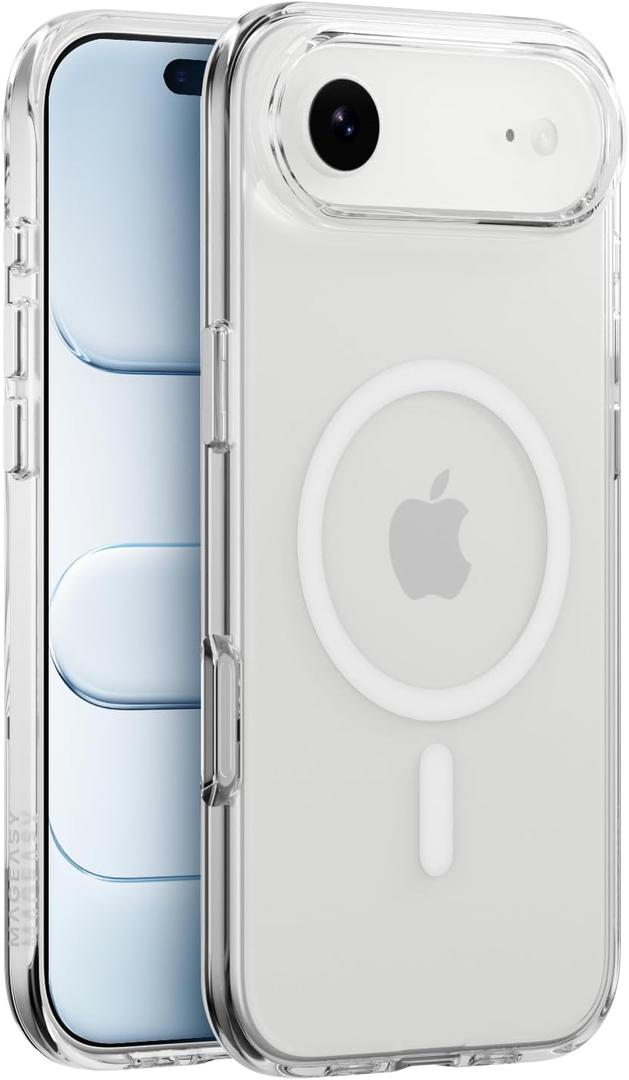 MAGEASY Designed for iPhone Air 6.5" Clear Case - Crystal Clear, Never Yellow, 16ft Drop Protection, Compatible with MagSafe - Bright M (White Ring) (Transparent / Whtie Ring)