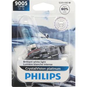 Philips Automotive Lighting 9005 CrystalVision Platinum Superior Upgrade Automotive Replacement Bright White Headlight Bulb, Fits Select High Beam, Low Beam, Fog Positions (1 Pack)