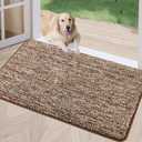 REFETONE Indoor Doormat, Front Door Mat 32"x40" Absorbent Rubber Backing Non Slip Door Mats, Washable Low-Profile Inside Floor Mat Door Rugs for Entryway, Resist Dirt Mud Mat for Dogs, Coffee/Brown