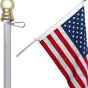 American Signature Heavy-Duty Aluminum Tangle Free Spinning 5 Foot Flag Pole with Metal Mounting Rings - Outdoor Wall Mount Flagpole for Residential Commercial (5' White)