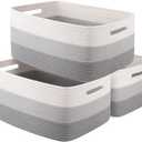 Large Storage Basket for Organizing, Woven Rope Basket for Shelves, Closet Organizer Bins for Clothes, Blanket, Toys, Baby Nursery Storage, 17.7" x 13" x 7.87", 3 Packs Gradient Grey
