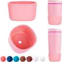 2 x 2pcs Silicone Boot for Owala Smoothsip Slider Coffee Tumbler 12oz 20oz, Anti-Slip Protective Sleeve, Rubber Bottom Protector for Travel Coffee Mug, Cup Tumblers Accessories for Owala', Pink