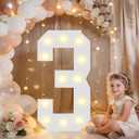 Pooqla 2.4FT Light Up Numbers, Marquee Numbers 2.4 Feet Tall Party Decor for Her Him, Mosaic Big Sign for 3rd 13th 30th Birthday Anniversary Decoration Backdrop, Large Pre-Cut Frame Number 3