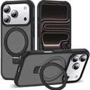 Compatible with iPhone 17 Pro Case with Invisible Magnetic O-Ring Stand Military-Grade Translucent Phone Case for iPhone 17 Pro 6.3" [Compatible with Mag-Safe][Great Grip Feeling], Black