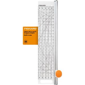 Fiskars Rotary Cutter and Ruler, Quilting Ruler, Rotary Cutter for Fabric, Built-In Measuring Grid & Spring-Action Blade, 24 x 6, Gray/Clear