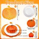 Jinei 8 Pcs Thanksgiving Fall Tableware Set Include Large Ceramic Pumpkin Shaped Plates White Dinner Ceramic Plates Small Pumpkin Shaped Bowls and Place Mats for Autumn Halloween Table Party Decor