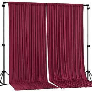 Burgundy Backdrop Curtain 2 Panels-Wrinkle-Free Champagne Curtains Polyester Photography Drapes for Baby Shower Birthday Party Photo Background Backdrop Stand- 8 X10FT (Burgundy)