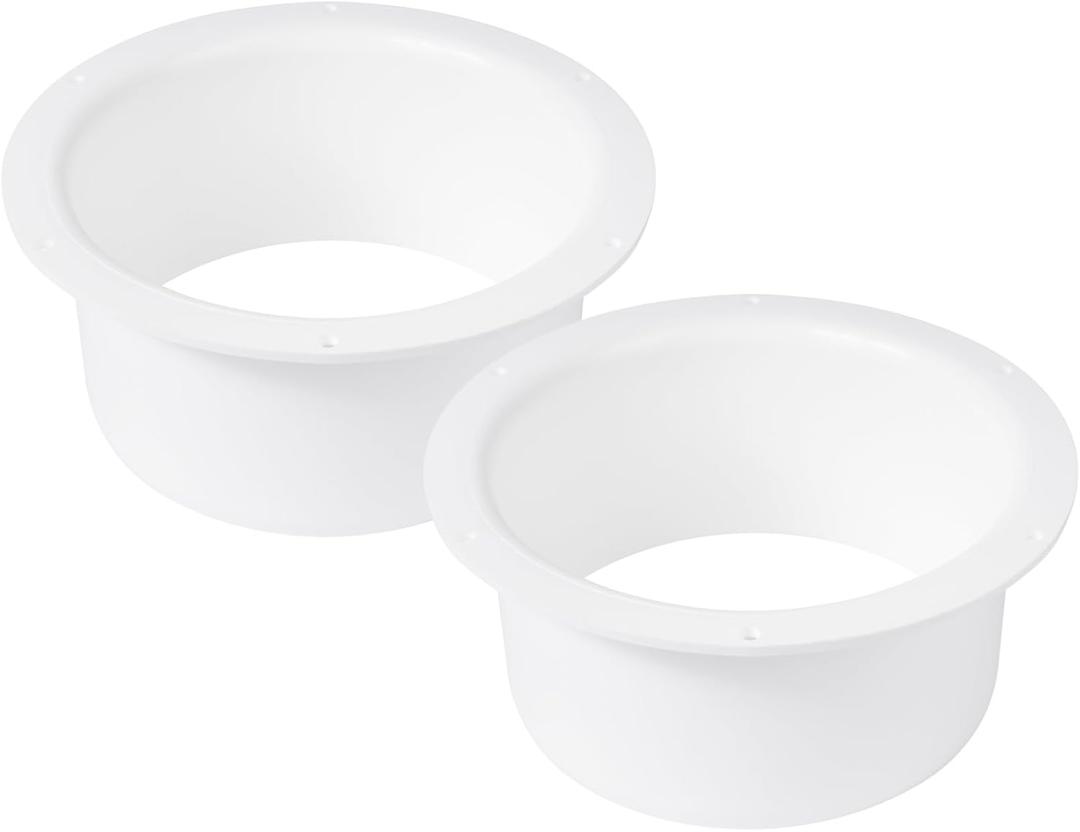 2pack 5" Inch Duct Flange for 5" Inch Pipe with Wall Mount Connection. Plastic connector for heating and cooling systems, ventilation, exhaust/dryer vent connector.