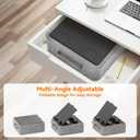 KDD 5 in 1 Tablet Pillow Holder, Foldable Book Stand for Reading with Storage Tray, Pen Slot and 2 Cup Holders, Adjustable iPad Stand for Lap, Bed, Desk and Couch Compatible with Tablet and Book